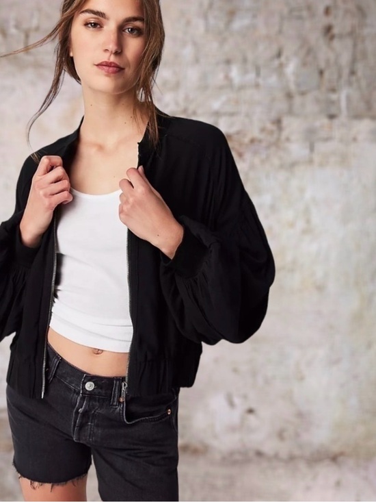 Free People Jackets & Blazers - Free People On Pointe Zip Up Bomber Jacket Size M